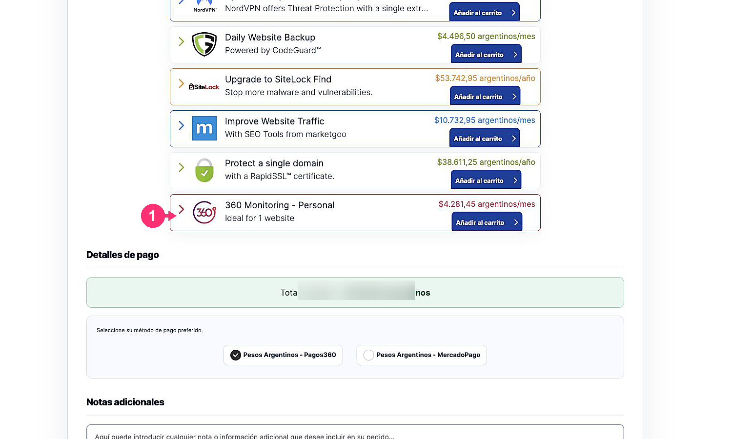 Checkout para un cliente existente